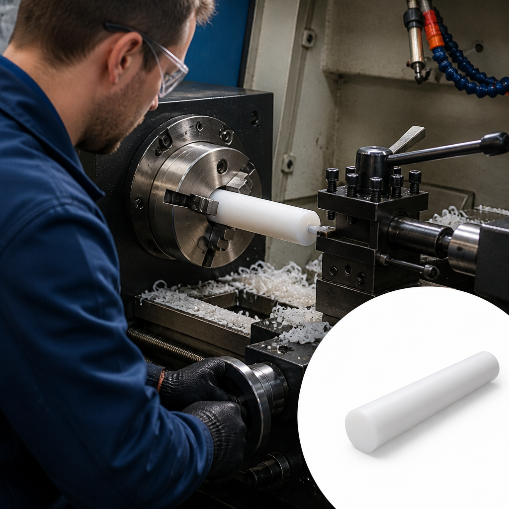 PTFE Natural Rod for Low Friction Applications 4mm to 120mm diameter - UK Engineering Plastics