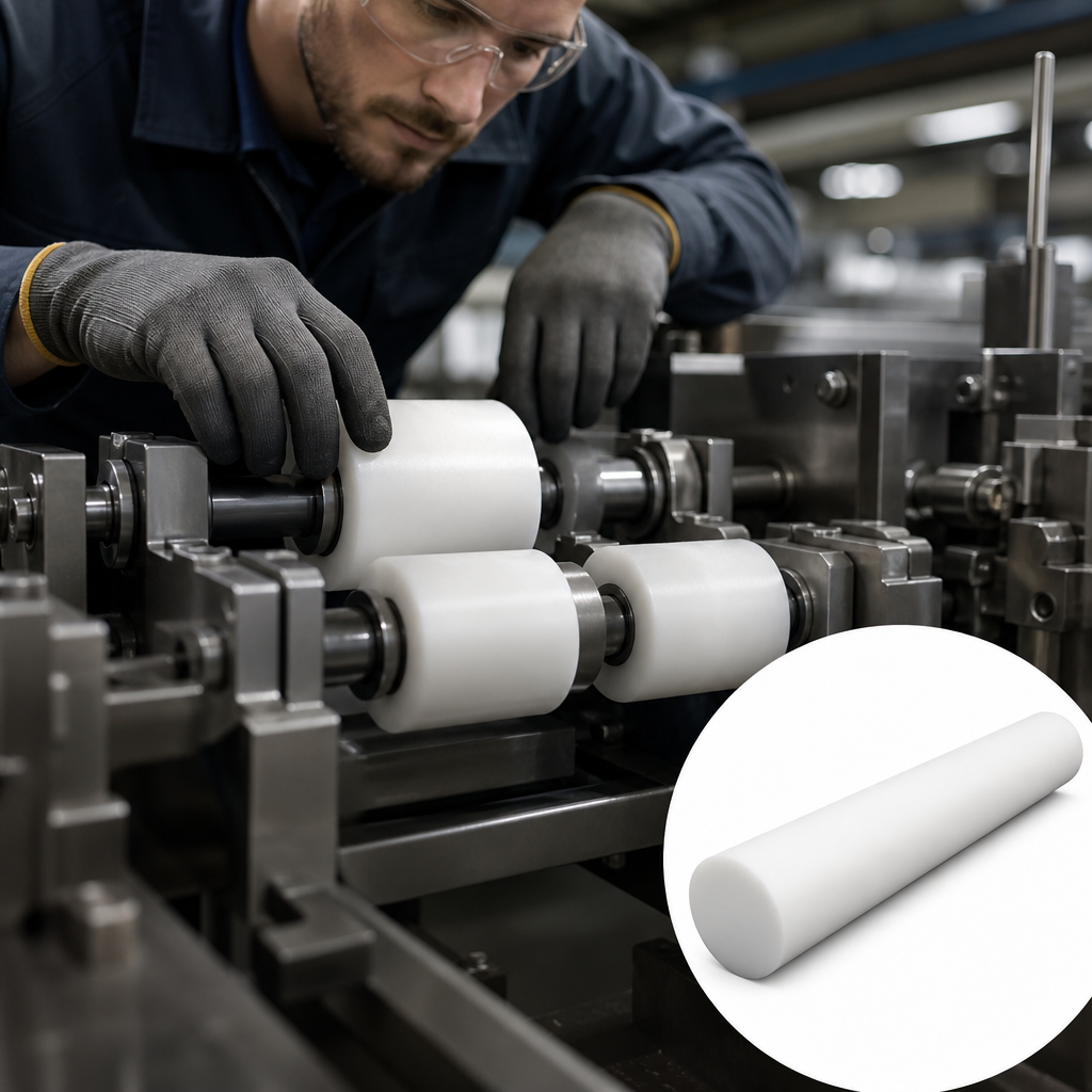 PTFE White Rod 4mm to 25mm dia for Bearings & seals - UK Engineering Plastics