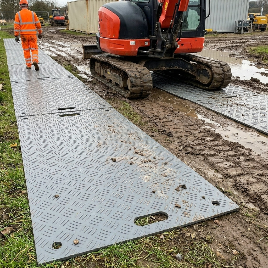 Medium Duty Half-Size Access Mat - Lightweight LDPE Ground Protection