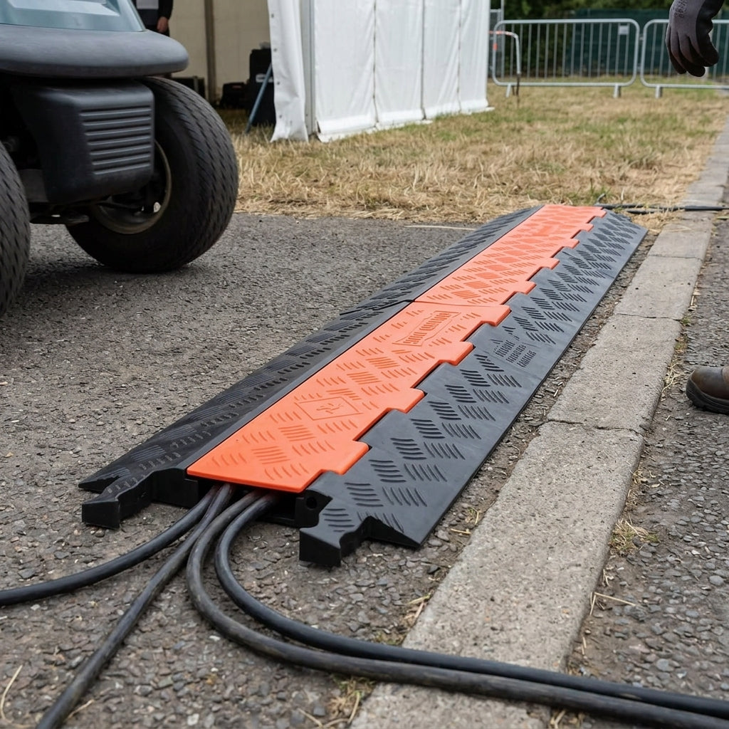 Heavy Duty Cable Protector Ramp with Hinged Lid