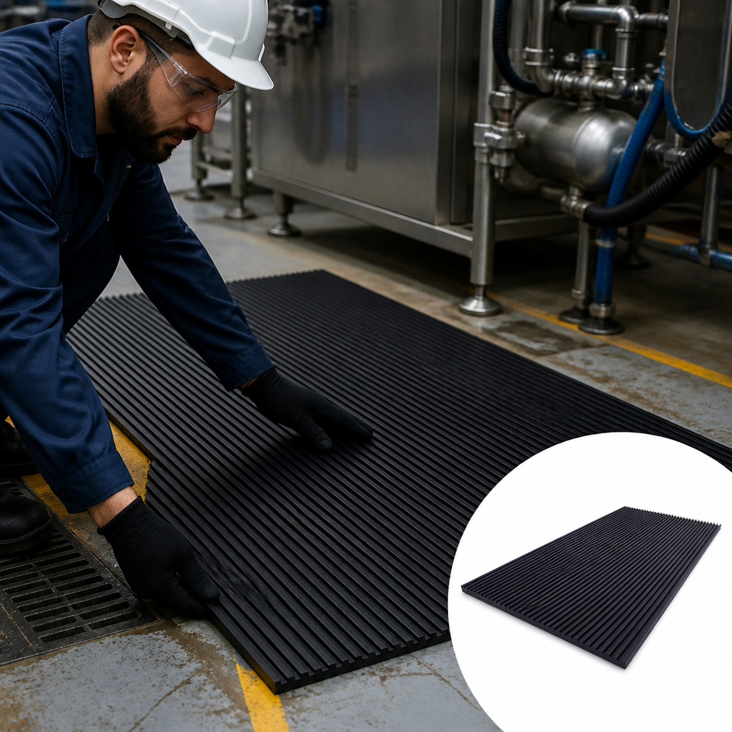 Fine Rid Rubber Matting 3mm to 6mm thick for Mats & walkways - UK Engineering Plastics