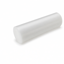 Natural white Delrin rod, angled studio shot on a white background
