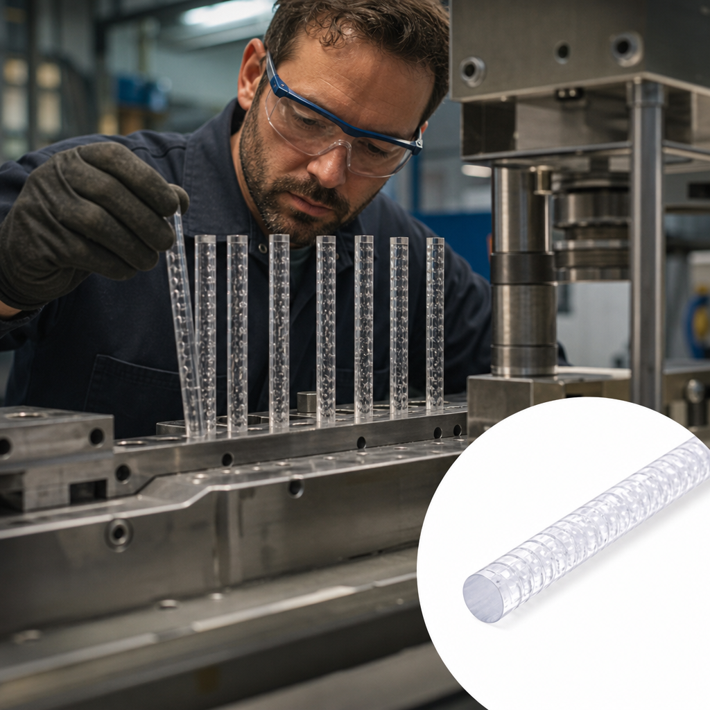Cast Acrylic Clear Bubble Rod 5mm to 50mm dia for Decorative items & art installations - UK Engineering Plastics