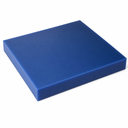 Square blue polyethylene slab on white, thick sawn edge visible on two sides