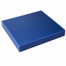Square blue polyethylene slab on white, thick sawn edge visible on two sides
