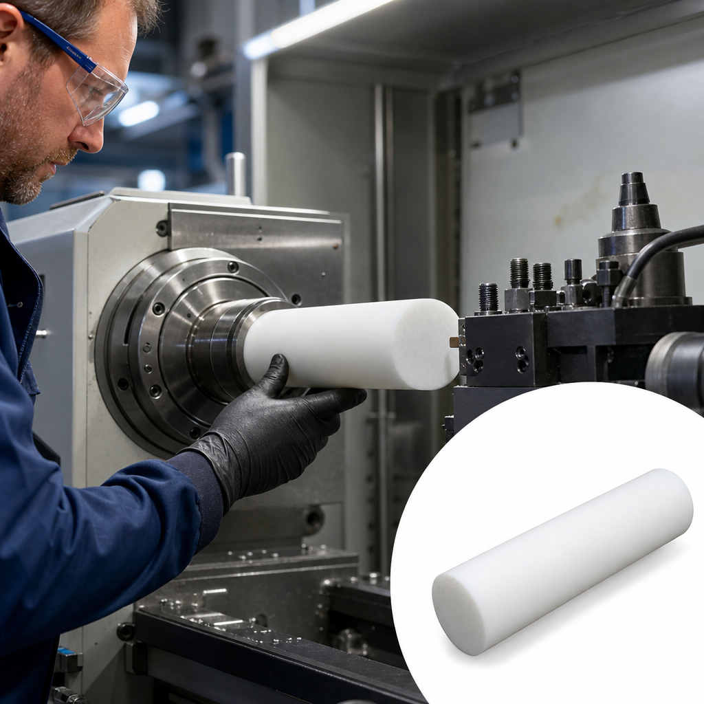 PTFE White Rod 210mm to 270mm dia for Gaskets & seals - UK Engineering Plastics