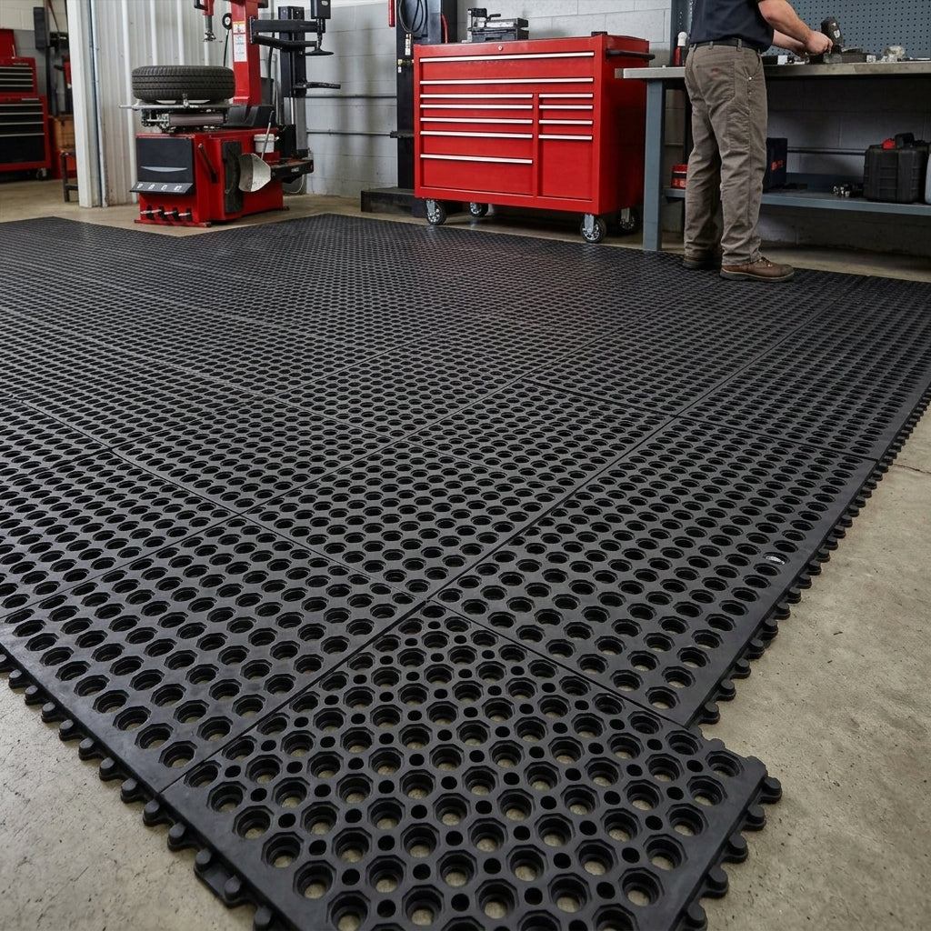 Modular Open Top Anti-Fatigue Matting - Interlocking Rubber Tiles