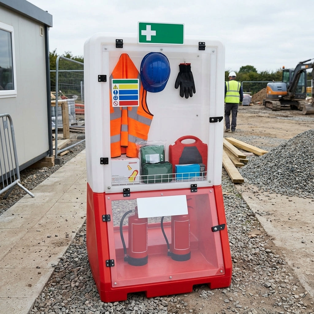Mobile First Aid Station with Waterproof Display and Storage Shelves