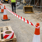 Non-Adhesive Barrier Tape Roll – High Visibility Striped PVC, 500m