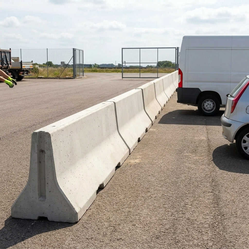 Tall Concrete Road Barrier with Interlocking Design