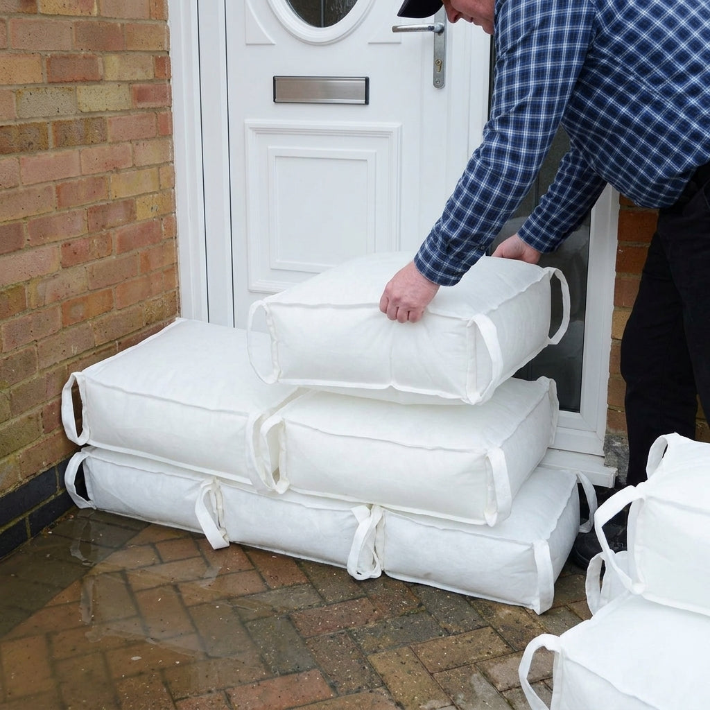 Expandable Flood Barrier Cubes with Carry Handles