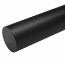 Matt black nylon 66 rod angled across a white background, flat sawn end on the left