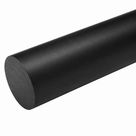 Matt black nylon 66 rod angled across a white background, flat sawn end on the left