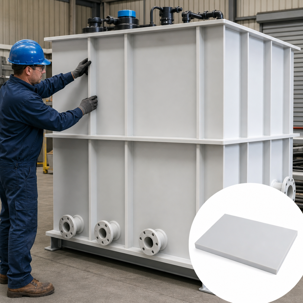Polypropylene Homopolymer Natural Sheet for Chemical Tanks (Various Sizes) 15mm to 50mm thick - UK Engineering Plastics