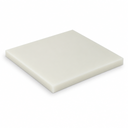 Square cream nylon slab angled on white, cut edge showing a moderate thickness