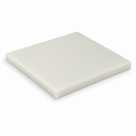 Square cream nylon slab angled on white, cut edge showing a moderate thickness