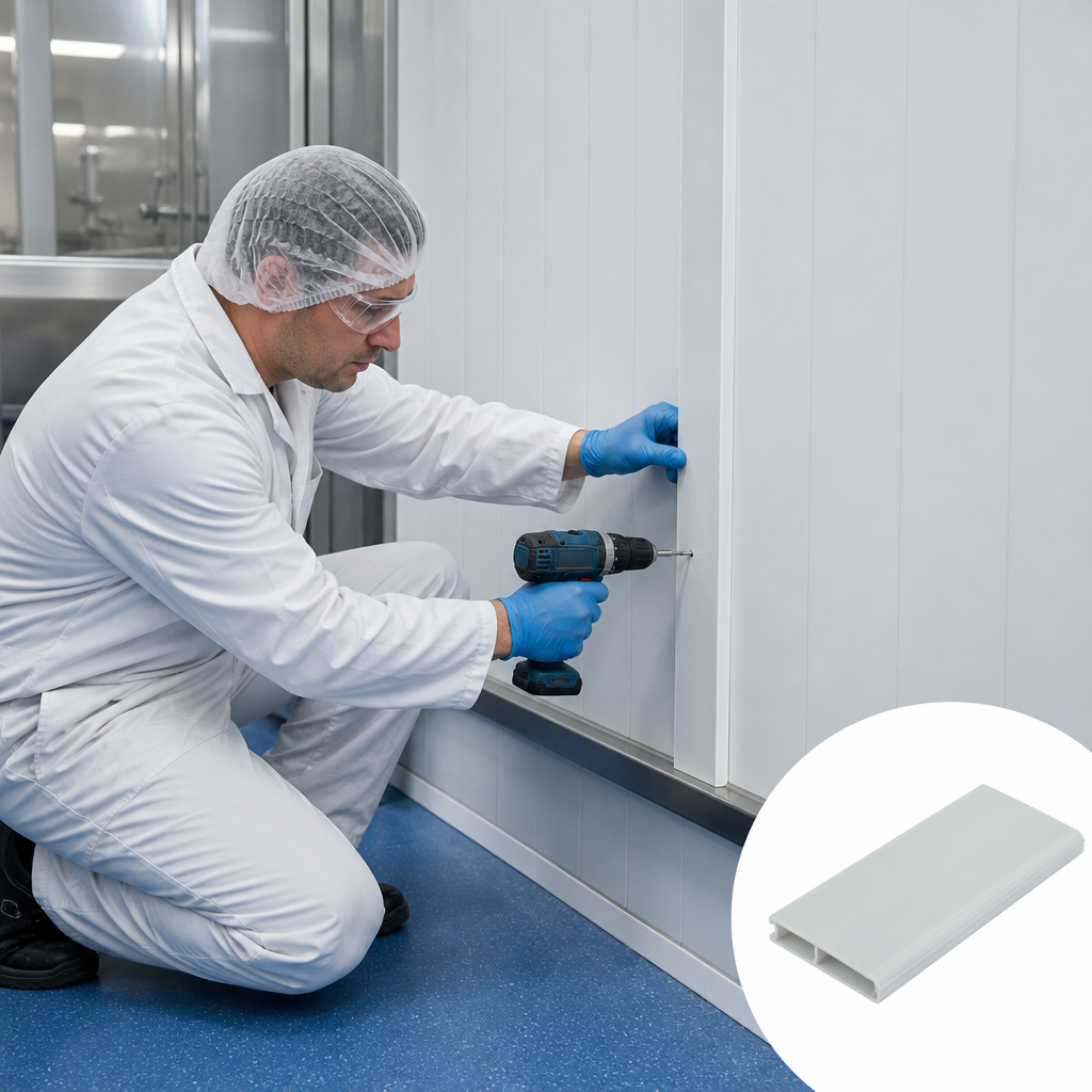 PVC Cladding Division Bar White 8ft for Hygienic Spaces - UK Engineering Plastics