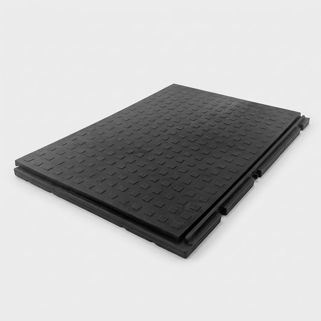 Interlocking Square Top Rubber Ground Protection Mat - 1.2m x 0.8m (view 2)