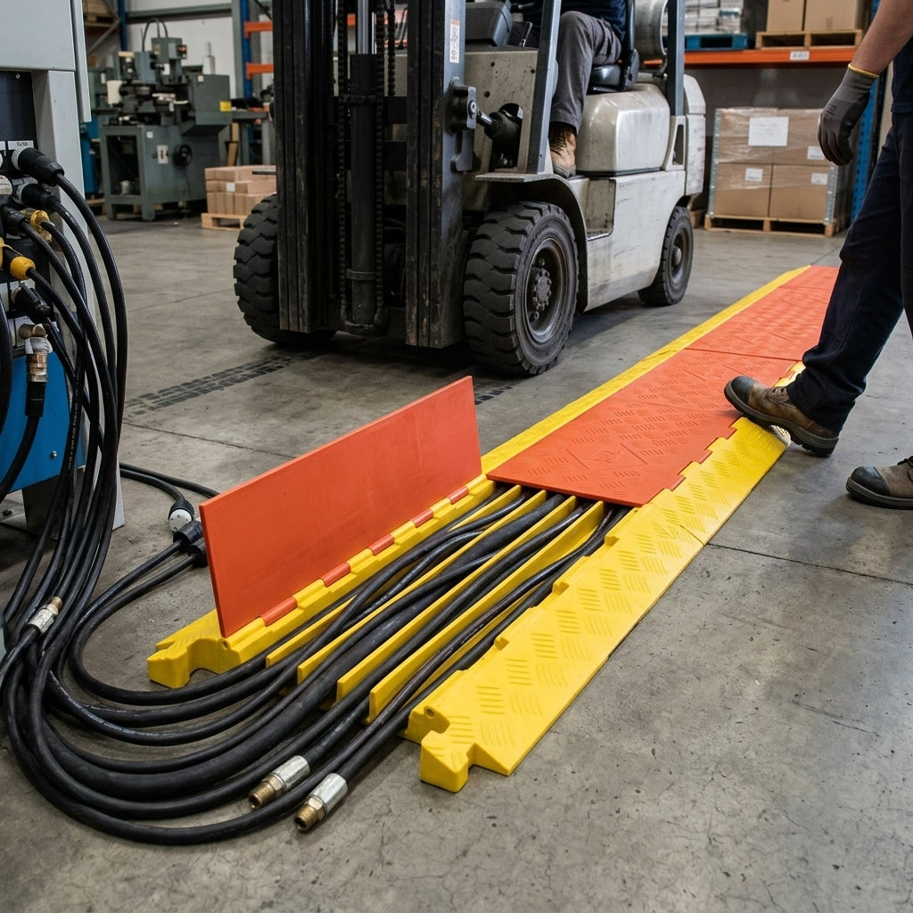 5 Channel Heavy Duty Cable Protector with Hinged Lid - Modular Design
