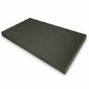 Dark olive-green oil-filled nylon slab on white, thick sawn edge along the near side