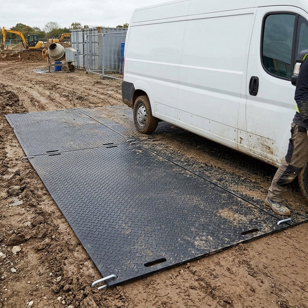Single Sided HDPE Access Mat with Diamond Grip Surface