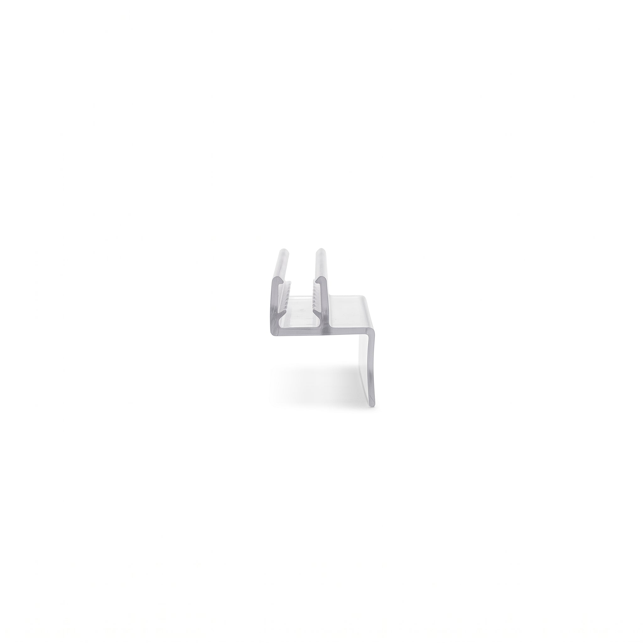Clear FIN012 seal cut piece - 10mm channel for 4-6mm glass on a 21mm flange with 20mm right-angle fin