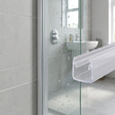 Vertical shower screen seal installed on glass door edge - Vertical Shower Screen Seal - 8-10mm Glass - Fin Width of 10mm, 15mm, 20mm or 25mm