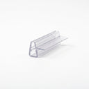 Clear seal offcut on white, tapered glass channel with a flat soft fin off one side