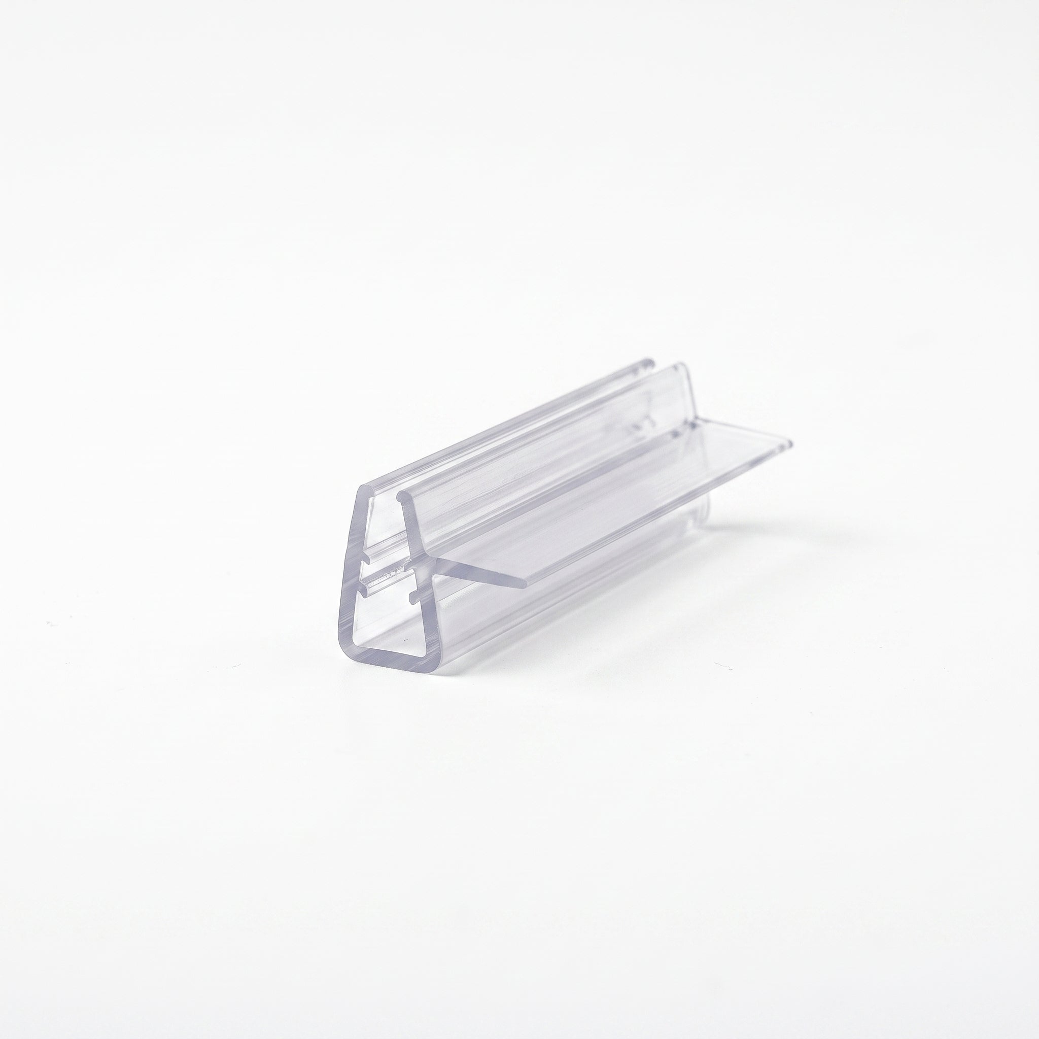 Clear FIN017 vertical shower seal cut piece - tapered U-channel for 4-6mm glass with soft side fin