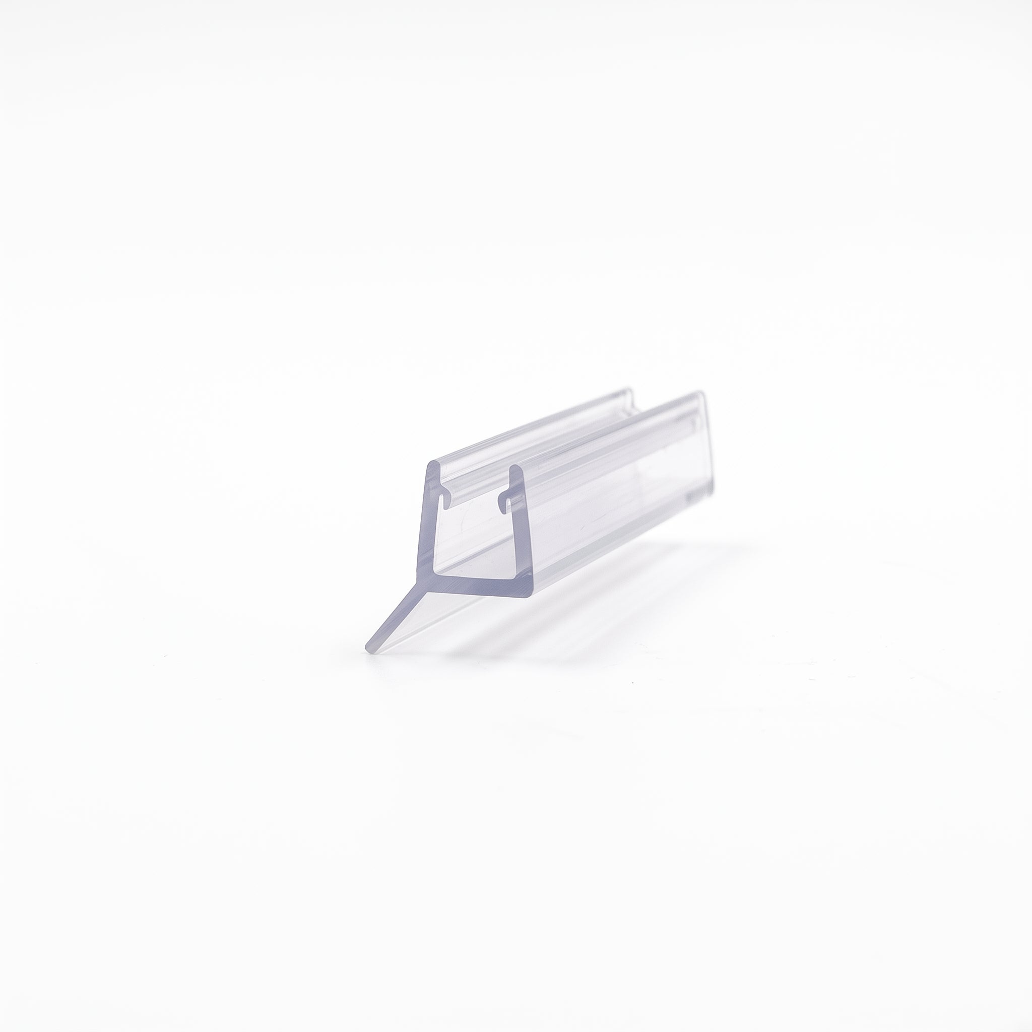 Clear FIN020 rigid seal cut piece - 6-8mm glass channel with 6mm rigid corner fin