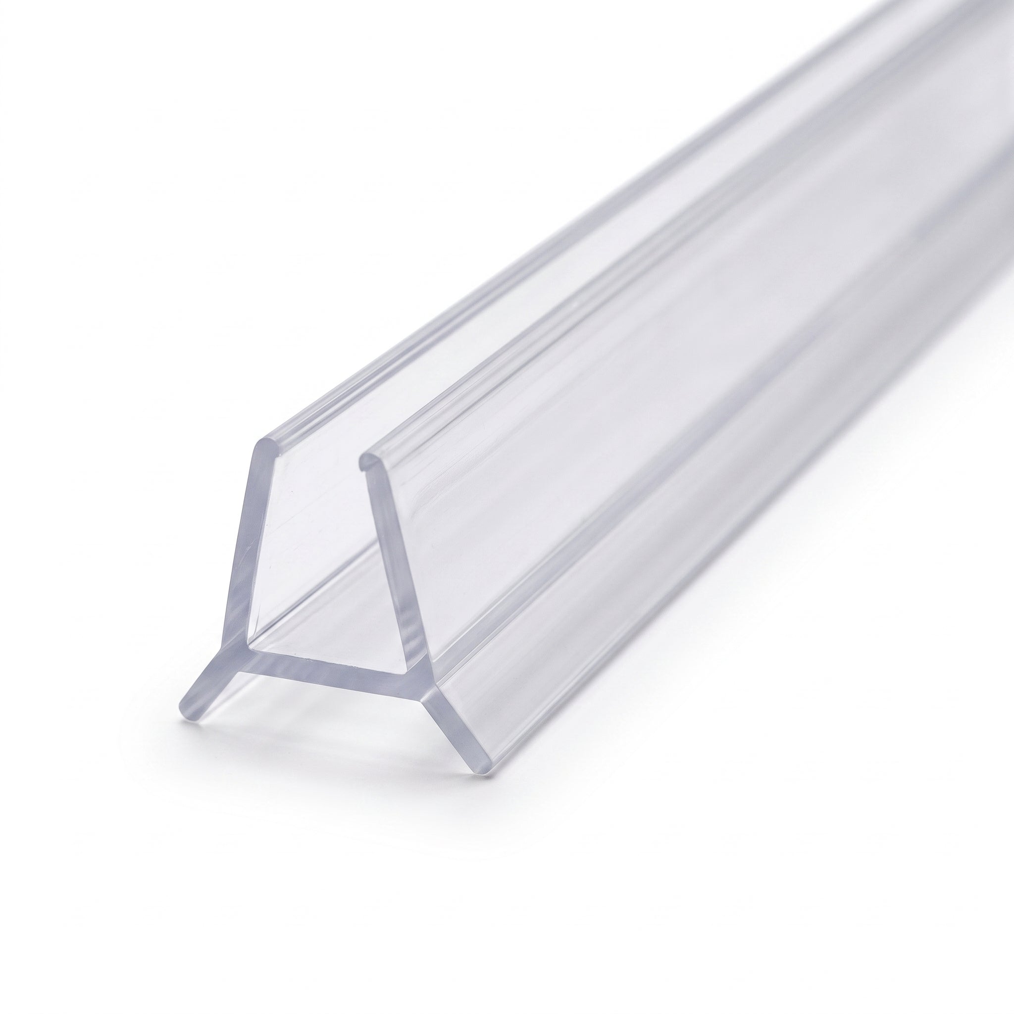 Vertical shower screen seal profile - 13mm rigid channel for 8-10mm glass with 4mm rigid fin