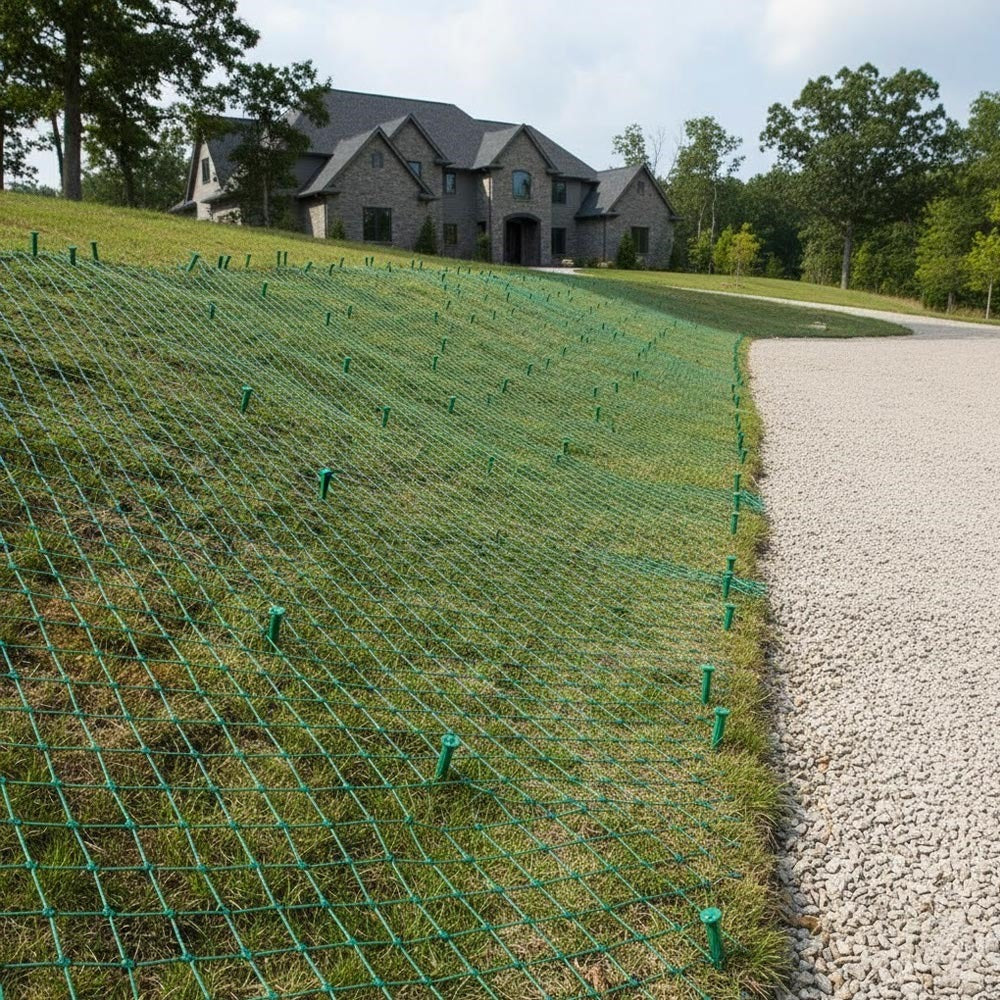 grass protection mesh used for embankment and slope stabilisation