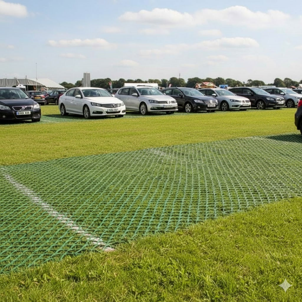 green anti slip mesh for car parks and access roads