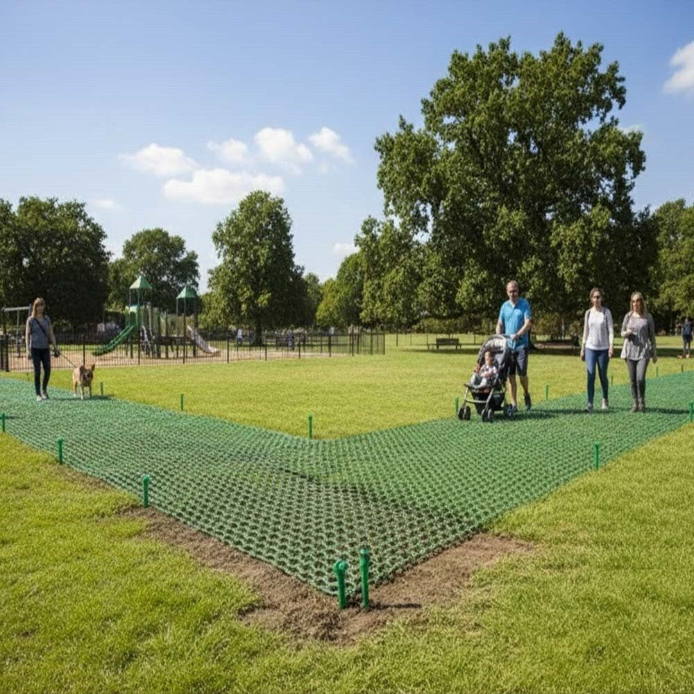 ground stabilisation mesh for pedestrian pathways