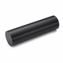 Black HDPE rod, angled studio shot on a white background