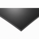 Near corner of a black HDPE panel on a white ground, light grazing the face above a clean cut edge