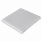Square natural white HDPE PE300 sheet angled on white, satin face and a clean square-cut edge