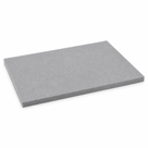 Grey LDPE foam sheet angled on white, finely speckled closed-cell face above a square-cut edge