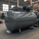 Dark Grey gloss machinery enamel paint applied to an industrial air compressor housing in a UK factory