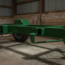 Mid Green gloss machinery enamel paint applied to a farm trailer chassis in a UK barn