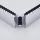 Chrome magnetic shower seal pair meeting magnet-to-magnet at the angled 135 degree position for quadrant enclosures