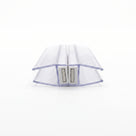 Two clear magnetic seal profiles closed face to face on white, pale magnet blocks meeting at the centre