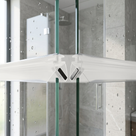 Two white magnetic seals meeting on the edges of adjoining glass doors, black magnet strips facing each other