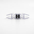 Two clear concertina magnetic seal profiles closed on white, black magnet blocks touching face to face