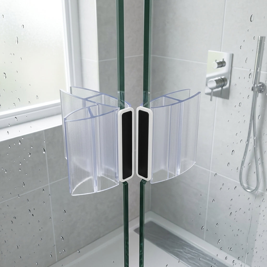 Magnetic shower door seals installed on meeting glass door edges - Magnetic Shower Screen Seal for 8-10mm Glass - 1 Pair - 2000mm Length