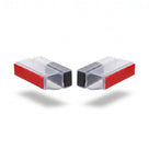 Self-adhesive magnetic shower seal pair - red 3M VHB tape liners with black magnet faces meeting