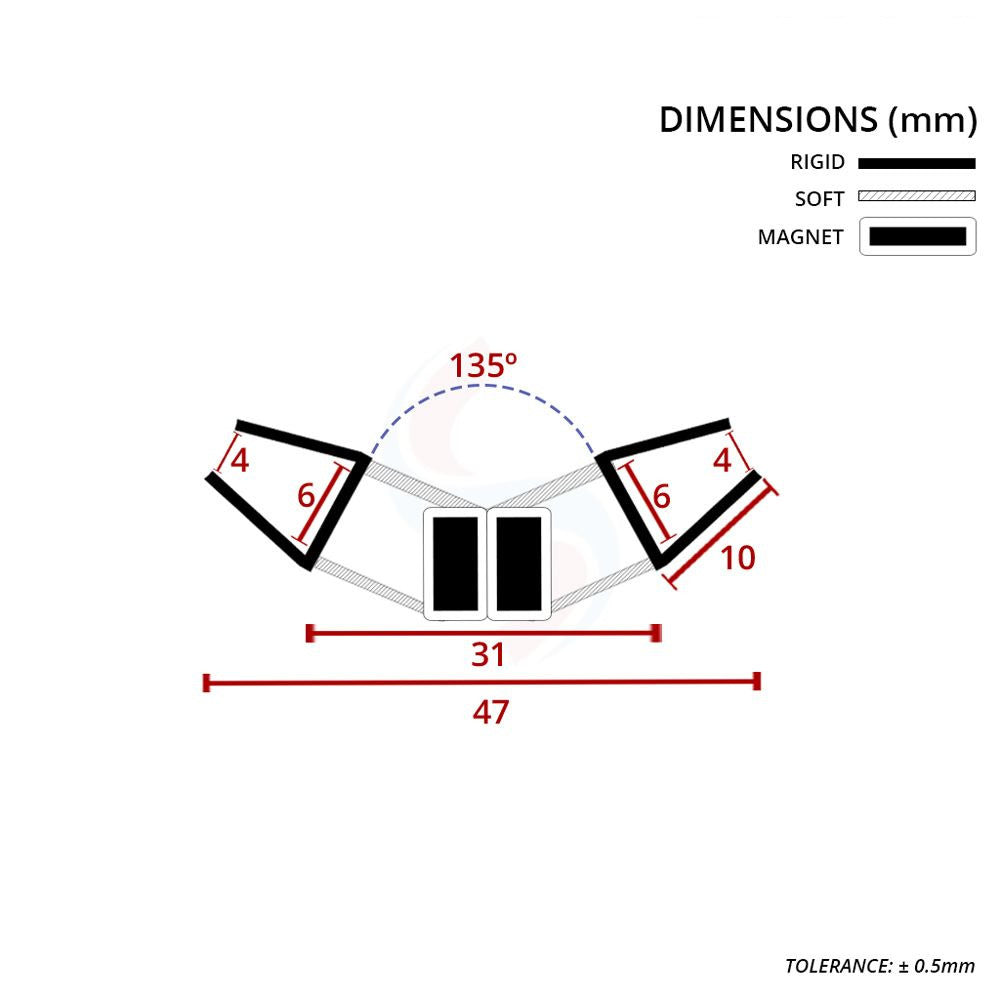 MAG036 - Magnetic Shower Screen Seal - Fits 4-6mm Glass - 1 Pair - Length of 2000mm