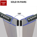 Angled seal diagram tagged 4-6mm glass, 135 degree bend, sold in pairs