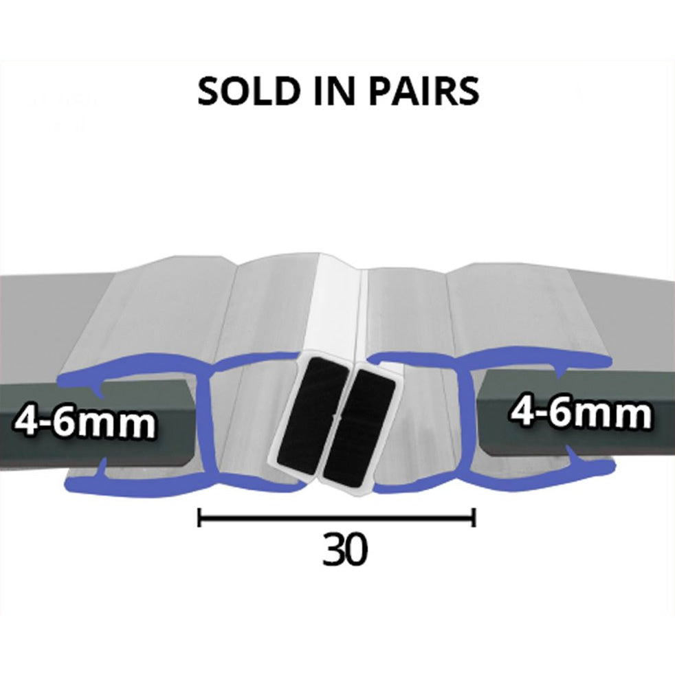 MAG036 - Magnetic Shower Screen Seal - Fits 4-6mm Glass - 1 Pair - Length of 2000mm