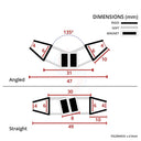 Dimension chart comparing angled 135 degree (47mm) and straight (49mm) seal profiles